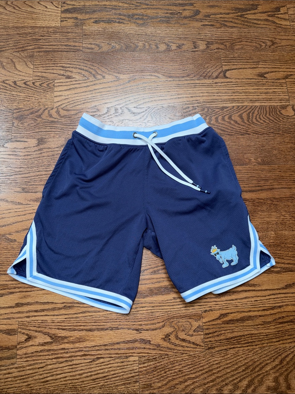 GOAT USA Navy Blue Athletic Shorts with Light Blue Trim Size Small